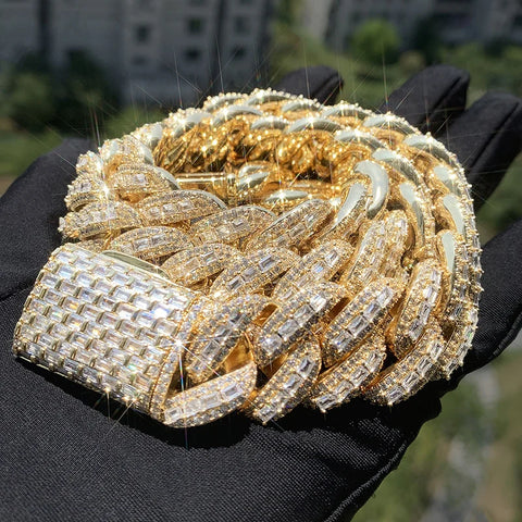 Iced Out 20mm Big Heavy Solid Round Cuban Link Chain Necklace for Men