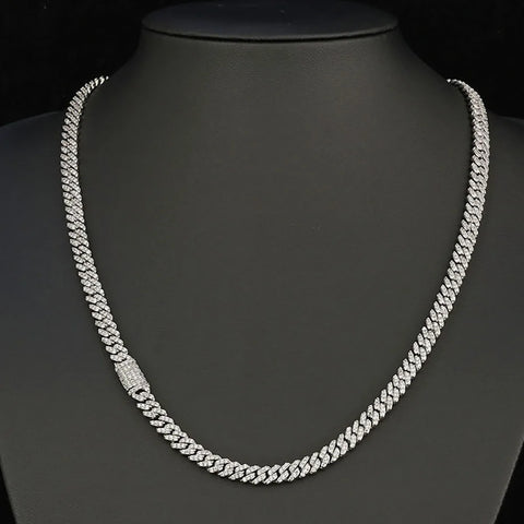 Hip Hop Luxury 6/8mm Cubic Zirconia Necklace Jewelry Women Iced Out Miami Prong 1 Row Cuban Link Chain Necklace